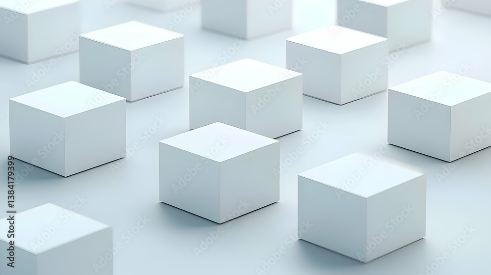Abstract Geometric Pattern Of White Cubes Abstract Geometric Pattern Of White Cubes