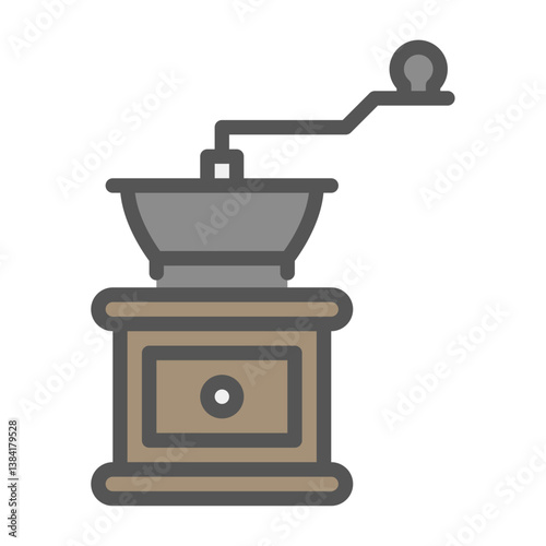 coffee grinder filled outline icon. grinder color line illustration.