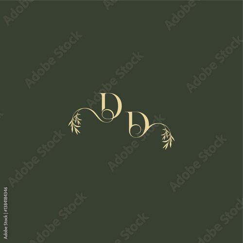 logo design concept luxury wedding monogram DD organic leaf initial letter
