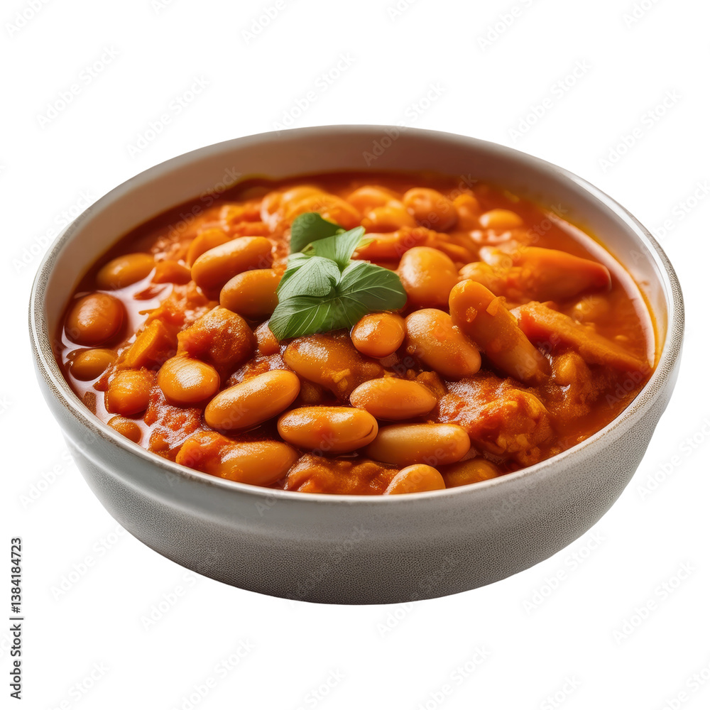 Savory Bean Stew in a White Bowl, Perfect for Comfort Food Lovers and Culinary Packaging Design Savory Bean Stew in a White Bowl, Perfect for Comfort Food Lovers and Culinary Packaging Design