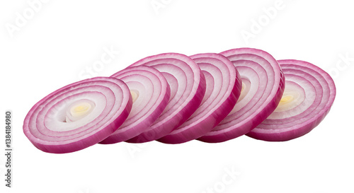 sliced onion isolated on white background