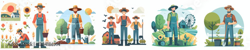 vector set of farmers
