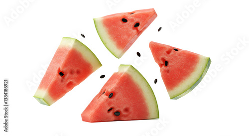 Falling watermelon isolated on white background 