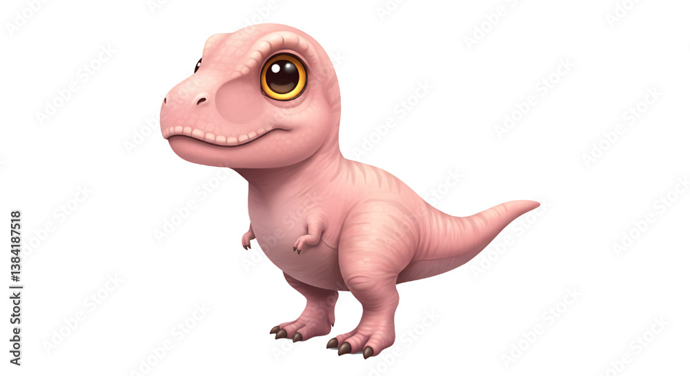 Fototapeta premium pink dinosaur cartoon isolated on white background 
