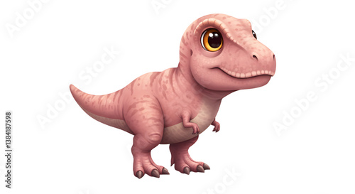 pink dinosaur cartoon isolated on white background 
