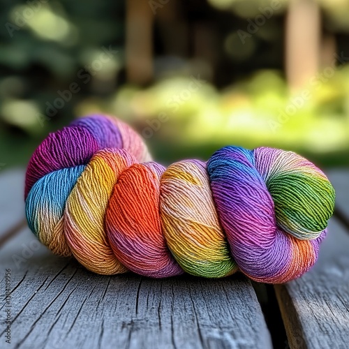 Rainbow Handspun Yarn: Colorful and Soft for Knitting and Crochet photo