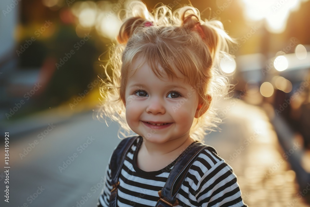 Portrait of a smiling little girl in a striped T-shirt Portrait of a smiling little girl in a striped T-shirt
