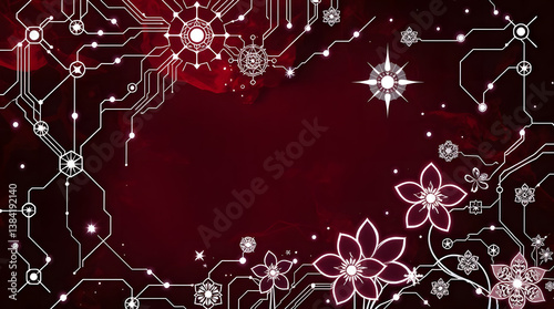 red christmas background with snowflakes