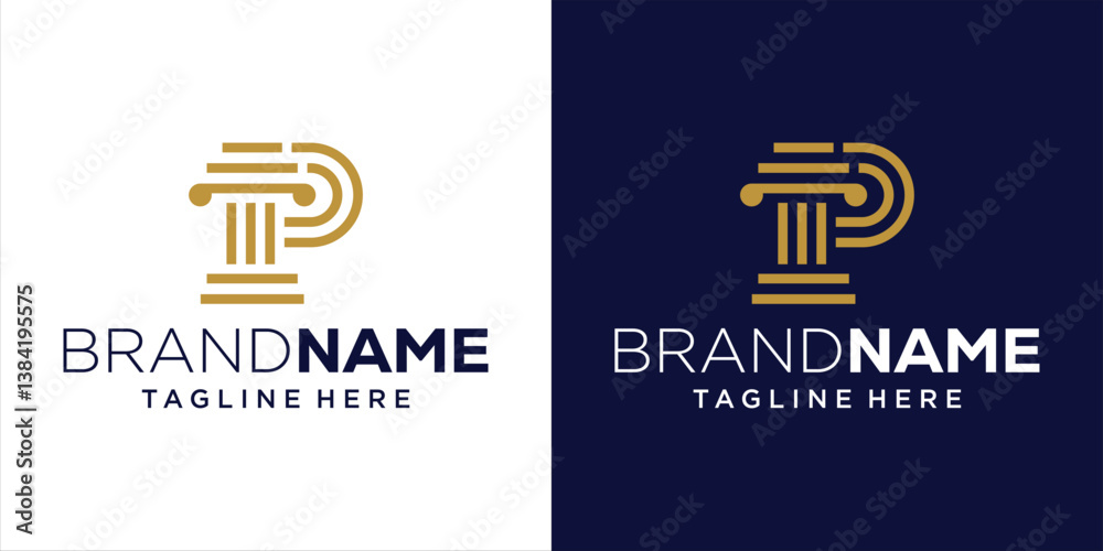 Obraz premium Creative P Logo Design With Abstract Law Pillar, Design Inspiration, Illustration, Vector