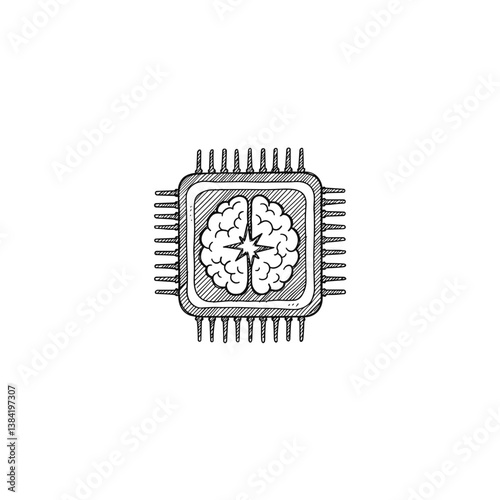 AI Chip with Brain Design Illustrating Technology Concept  