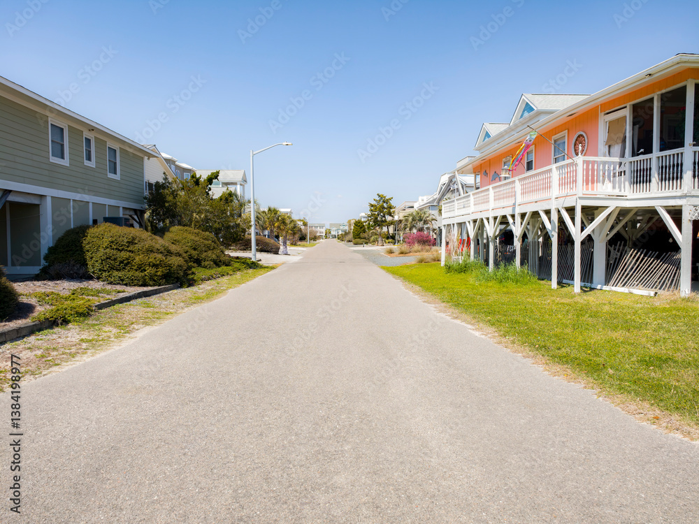 East Coast Beach Town residential streets, with vacation, luxury, and real estate