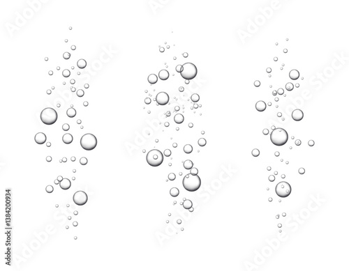 Vector illustration of water bubbles rising in an underwater scene. The fizzy bubbles create an air-filled background, adding depth and tranquility.