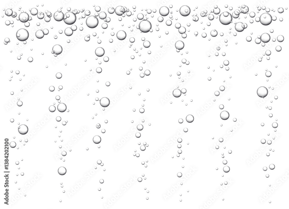 Vector illustration of water bubbles rising in an underwater scene. The fizzy bubbles create an air-filled background, adding depth and tranquility. Vector illustration of water bubbles rising in an underwater scene. The fizzy bubbles create an air-filled background, adding depth and tranquility.