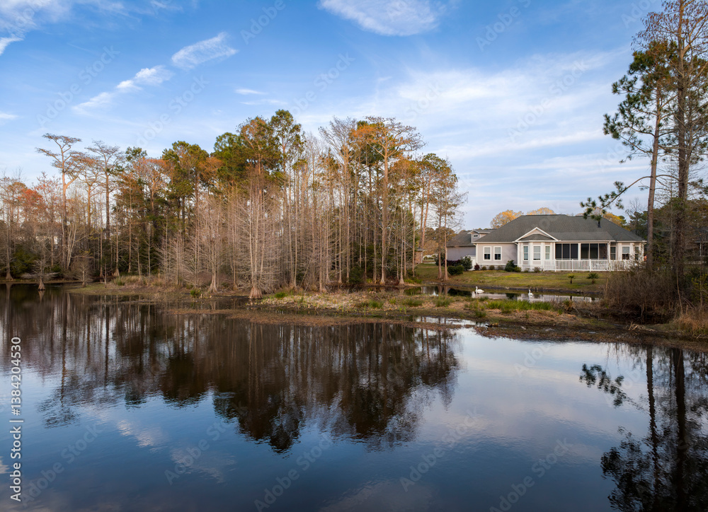 Neighborhood street, lake and nature photos of Little River, South Carolina