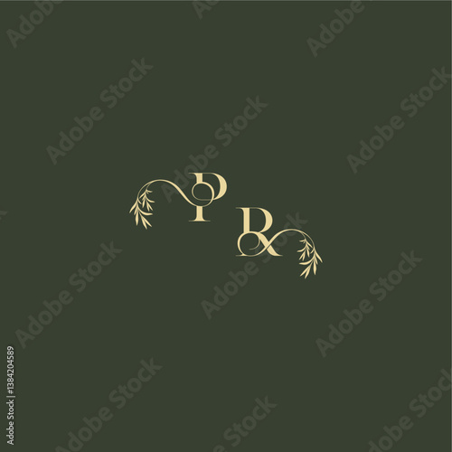 logo design concept luxury wedding monogram PR organic leaf initial letter