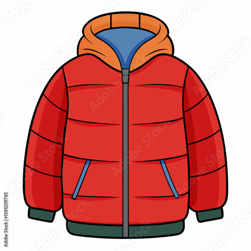 Minimal Puffer Jacket Vector Illustration on White Background