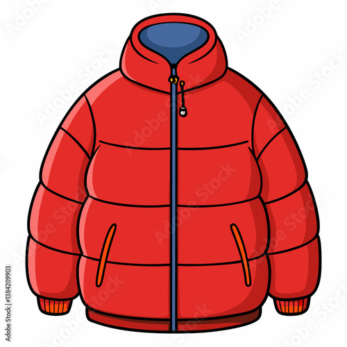 Minimal Puffer Jacket Vector Illustration on White Background