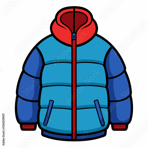 Minimal Puffer Jacket Vector Illustration on White Background