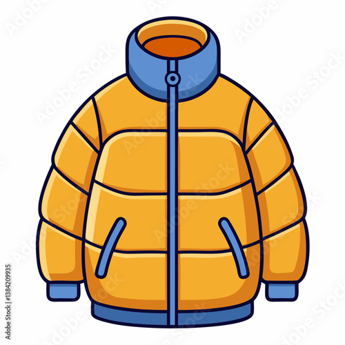 Minimal Puffer Jacket Vector Illustration on White Background