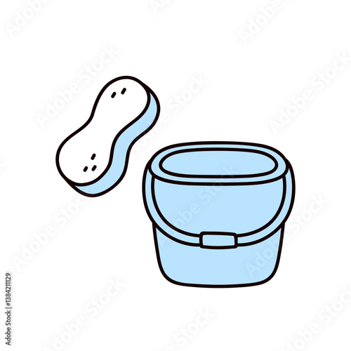 バケツとスポンジのイラスト