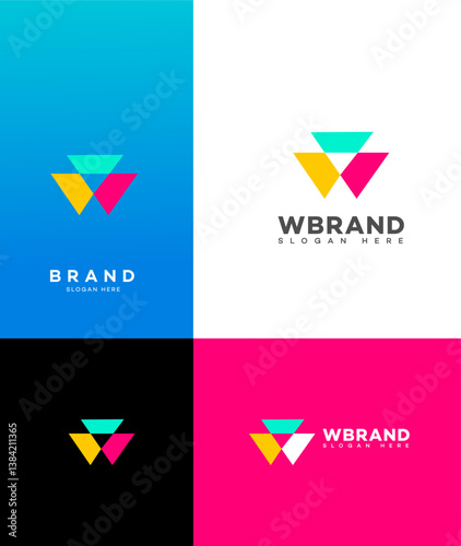 Free Download Abstract Colorful Triangular W Logo Design for Brand Identity - GFXLoad