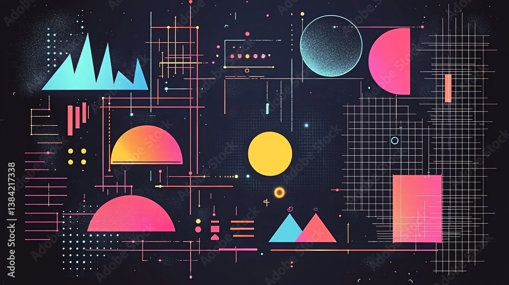 Obraz premium Abstract futuristic background featuring geometric shapes and vibrant colors
