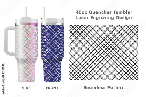 Seamless laser engraving design for 40oz tumbler. Abstract tileable pattern. Full tumbler wrap. Vector illustration.