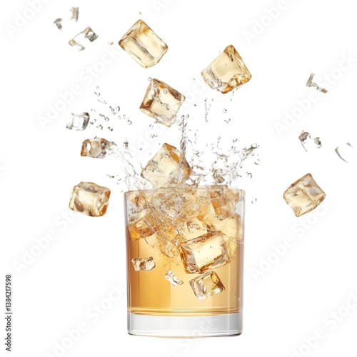 Whiskey Splash: Ice Cubes Background