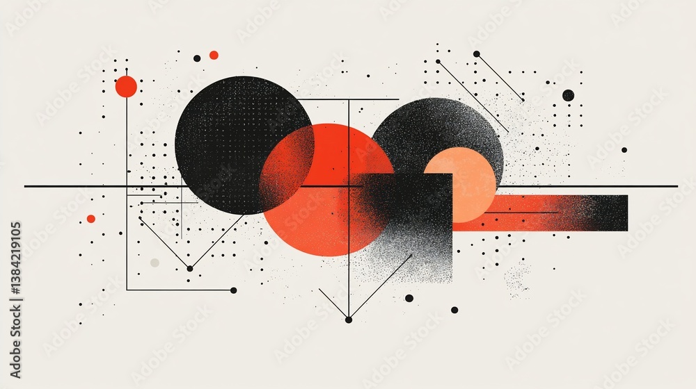 Obraz premium Modern abstract composition with geometric shapes and contrasting colors overlay