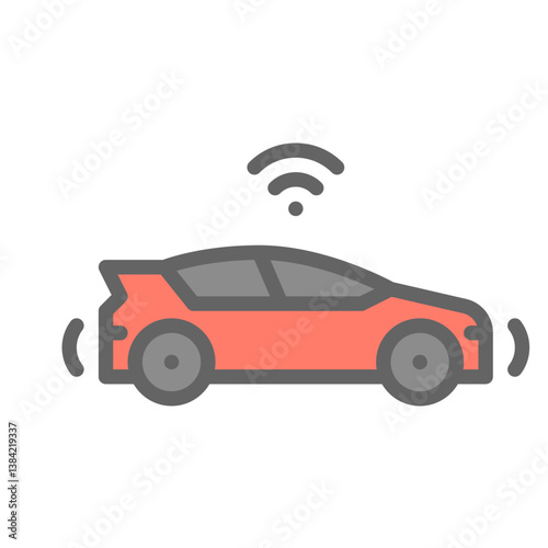 Autonomous Car filled outline icon. self driving Car color line illustration.