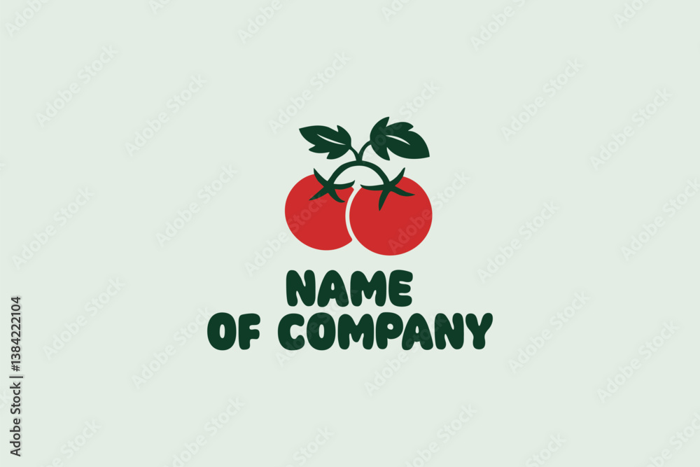 Fresh Tomato Logo features a charming and organic design with two ripe, red tomatoes connected by natural green vines.