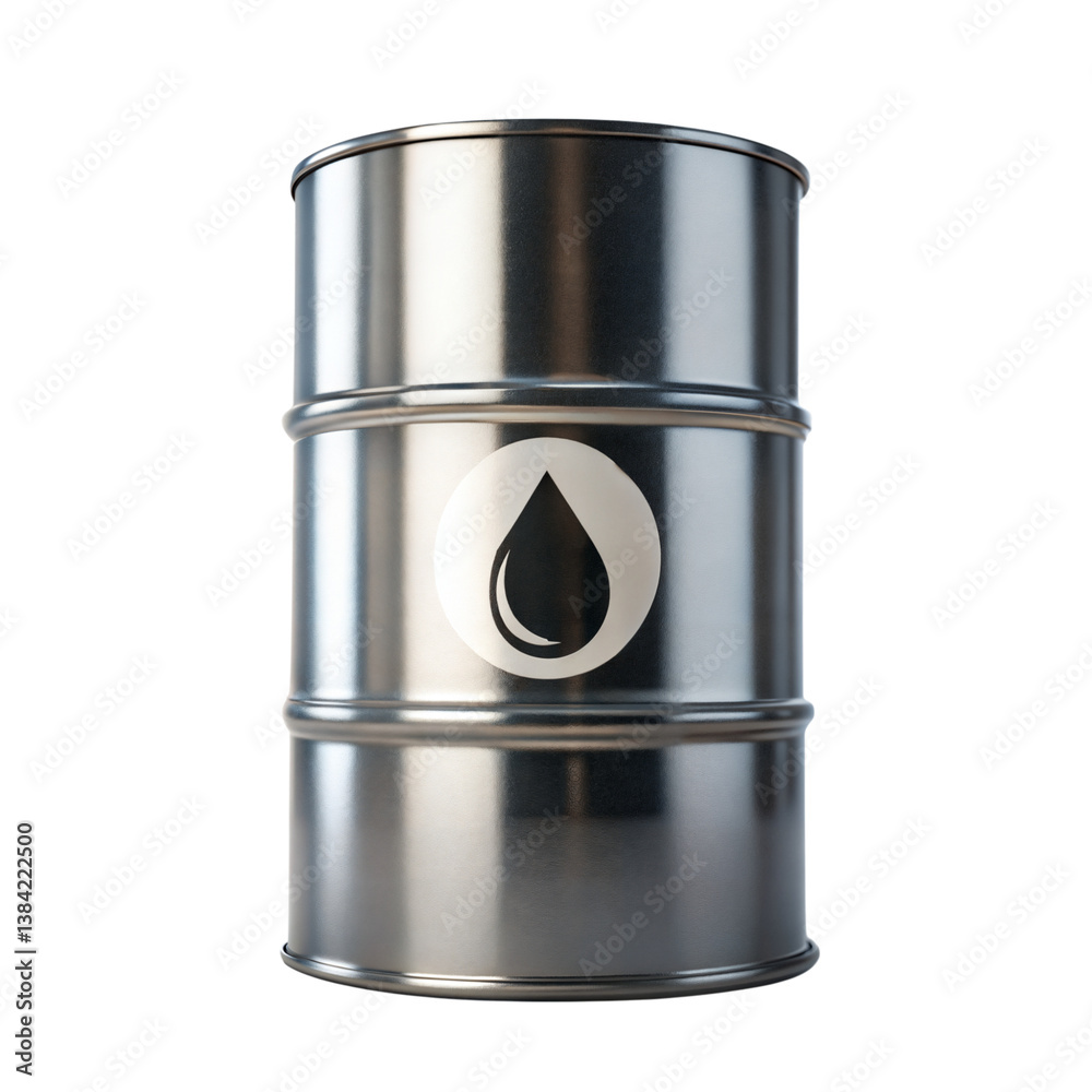 Isolated 3D Oil Barrel with Droplet Symbol for Creative Projects Isolated 3D Oil Barrel with Droplet Symbol for Creative Projects