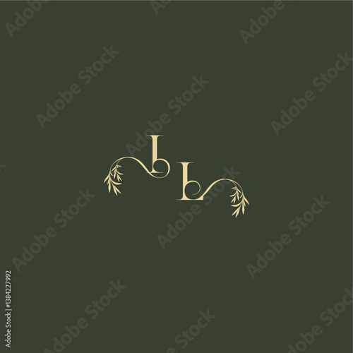 organic leaf initial logo design concept letter luxury wedding monogram IL