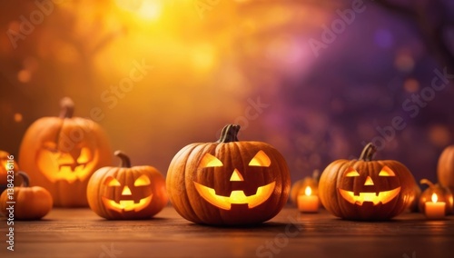 Wallpaper Mural Horror Serenade in the Pumpkin Field. Premium illustration for banners, posters, greetings and Halloween celebrations. Torontodigital.ca