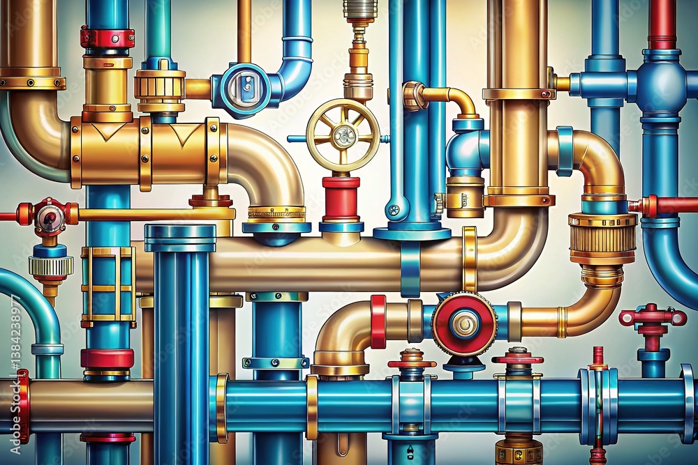 Fototapeta premium Water Pipes Clipart - Engineering Illustration