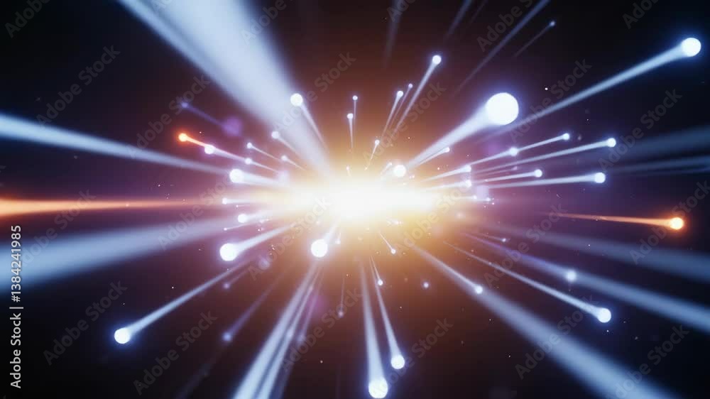 abstract glowing particles light burst explosion energy flare motion background digital galaxy spark shine futuristic space warp speed sci fi technology visual