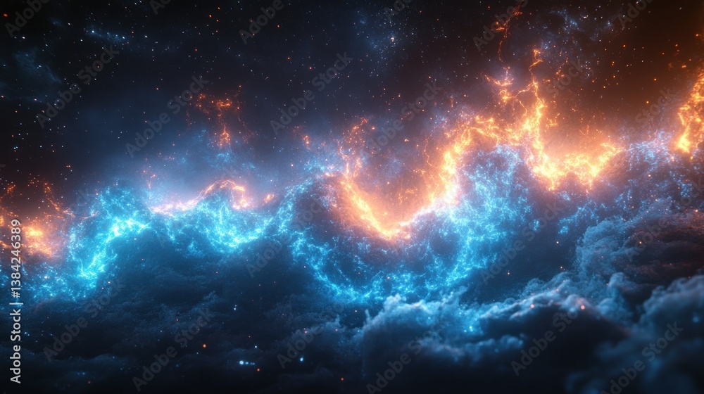 Fototapeta premium Dynamic Electric Energy Wave Background Illustration with Vibrant Blue Lightning and Cinematic Effects