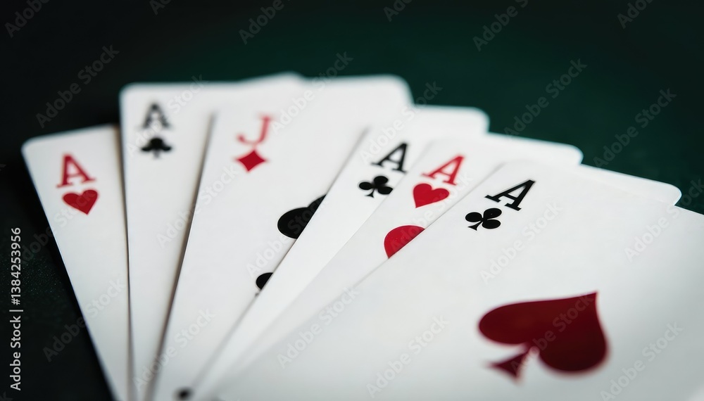 Playing cards arranged in a classic ace sequence , background, deck, flush Playing cards arranged in a classic ace sequence , background, deck, flush