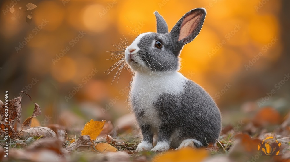 Obraz premium black and white rabbit,stock photo