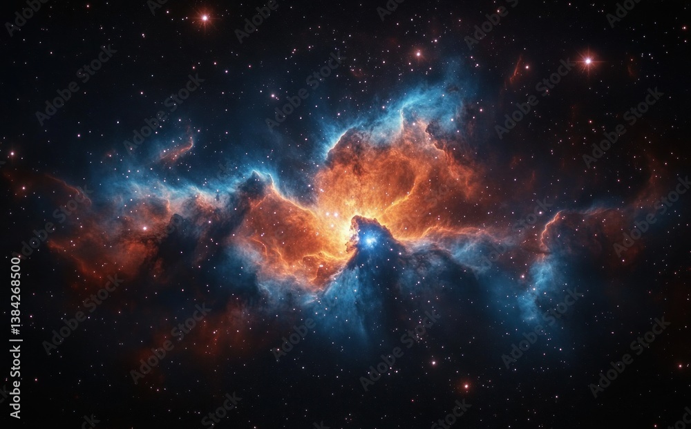 Fototapeta premium Vivid Cosmic Nebula with Stars and Interstellar Clouds in Space