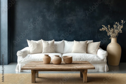 Wallpaper Mural Cozy Minimalist Scandinavian Living Room Interior with White Sofa and Natural Decor Torontodigital.ca