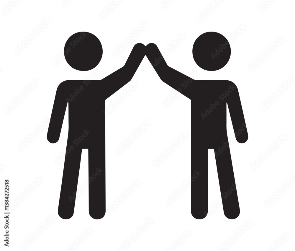 High Five Stick Figure Icon – Symbol of Friendship and Teamwork. Simple Black Silhouette of Two People Giving a High Five High Five Stick Figure Icon – Symbol of Friendship and Teamwork. Simple Black Silhouette of Two People Giving a High Five