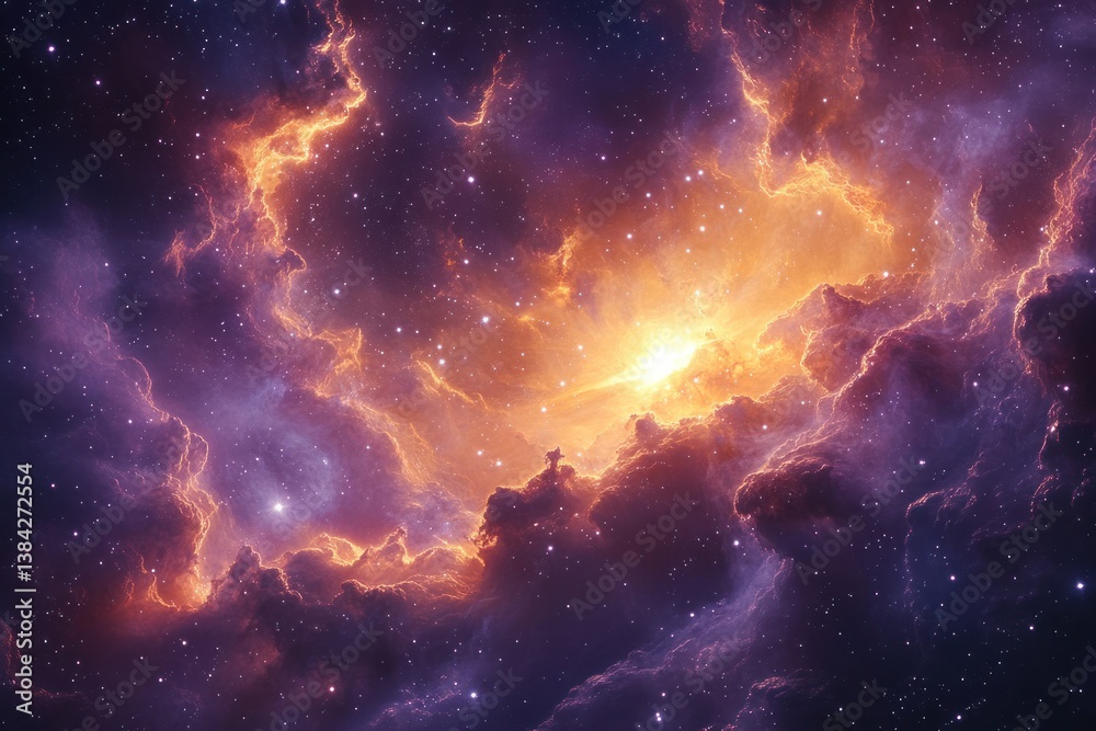 Obraz premium Stunning Cosmic Nebula with Vibrant Colors and Star-Filled Void