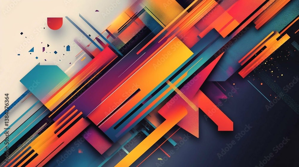 Obraz premium Geometric Abstraction Vivid Angled Shapes and Lines