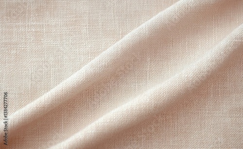 Close up woven beige linen fabric texture background for textile and clothing design