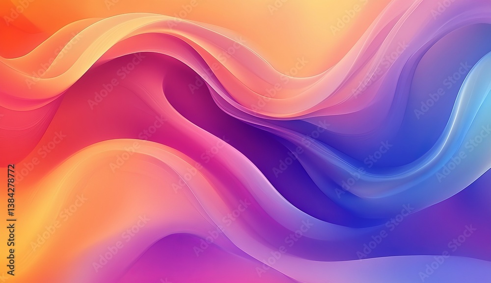 Obraz premium Vibrant, flowing abstract background. Fluid, dynamic shapes with a blend of warm and cool colors create a captivating visual experience