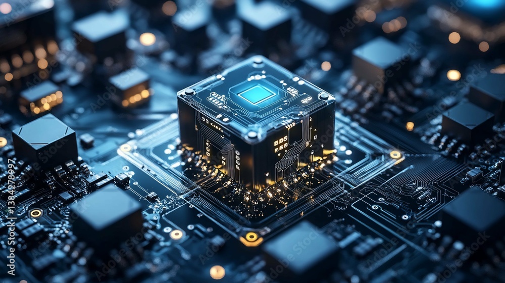 Microchip CloseUp Circuit Board Complexity Microchip CloseUp Circuit Board Complexity