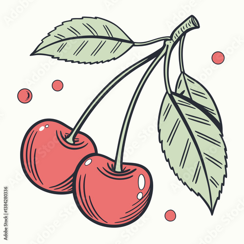 cherry with leaf