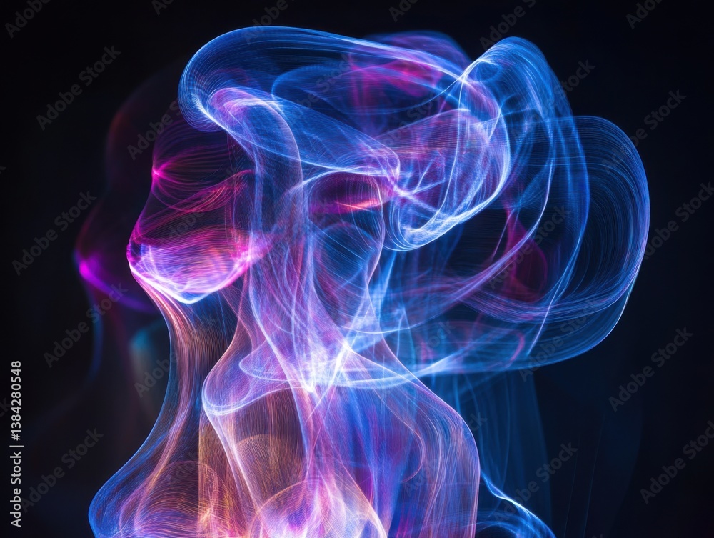 Naklejka premium Holographic light painting futuristic theme with space for text below