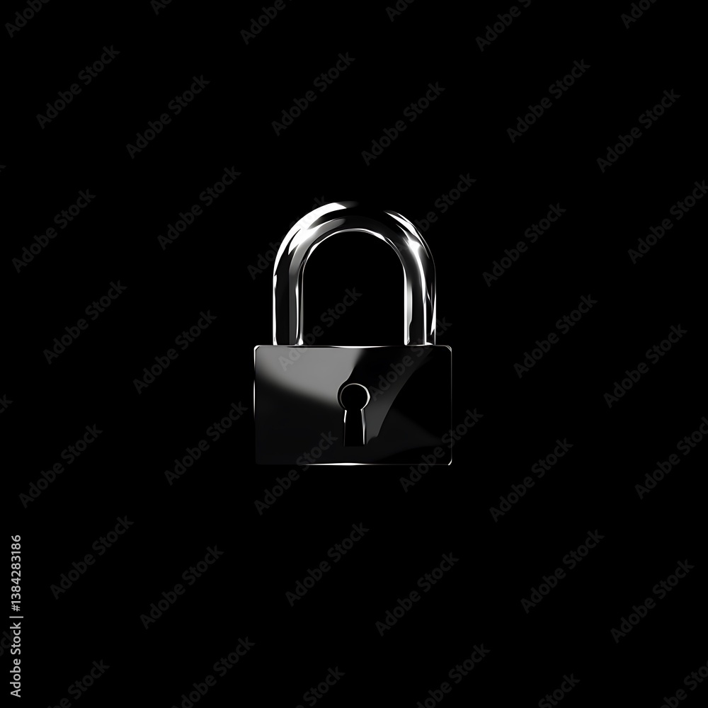 Naklejka premium Secure Chrome Padlock Dark Background